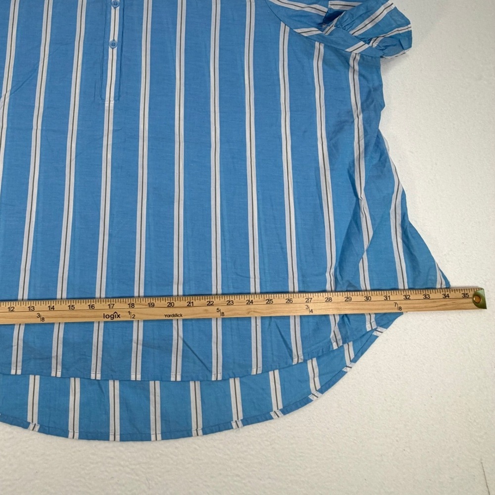 Lane Bryant Ruffle Sleeve Button Down Top Blue Stripe NWT Women's Plus Size 22 - Picture 11 of 11